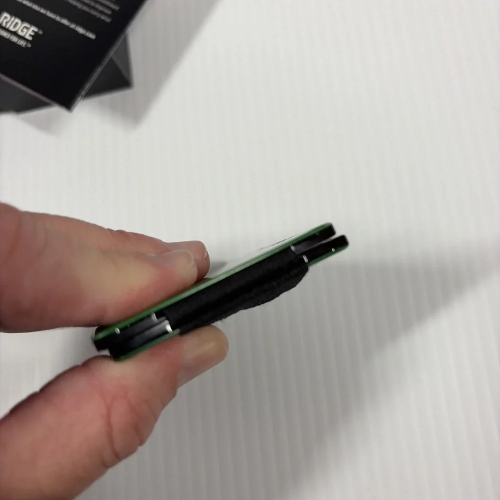 Ridge Wallet British Racing Green Aluminum RFID Cash Strap Minimalist Box